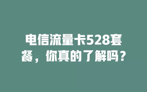 电信流量卡528套餐，你真的了解吗？