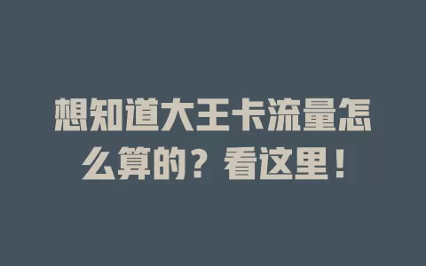 想知道大王卡流量怎么算的？看这里！