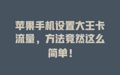 苹果手机设置大王卡流量，方法竟然这么简单！