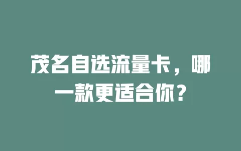 茂名自选流量卡，哪一款更适合你？