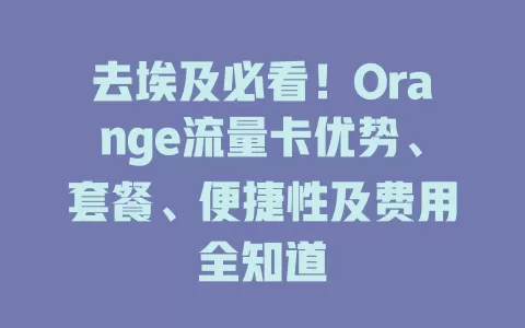 去埃及必看！Orange流量卡优势、套餐、便捷性及费用全知道
