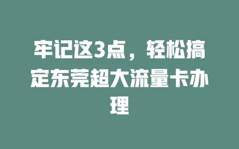 牢记这3点，轻松搞定东莞超大流量卡办理