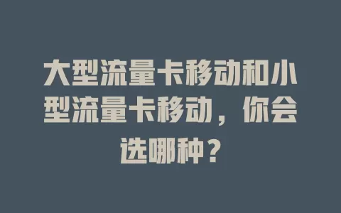 大型流量卡移动和小型流量卡移动，你会选哪种？