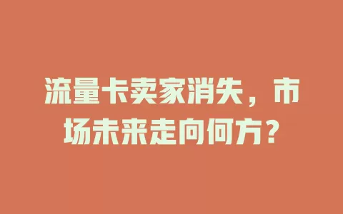 流量卡卖家消失，市场未来走向何方？