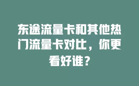 东途流量卡和其他热门流量卡对比，你更看好谁？