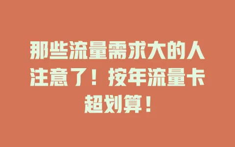 那些流量需求大的人注意了！按年流量卡超划算！