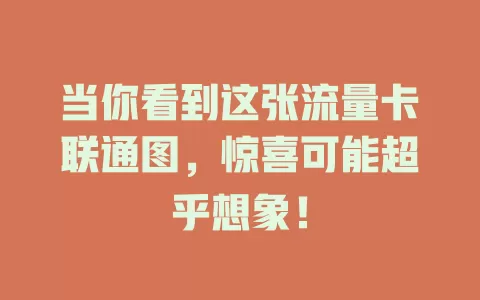 当你看到这张流量卡联通图，惊喜可能超乎想象！