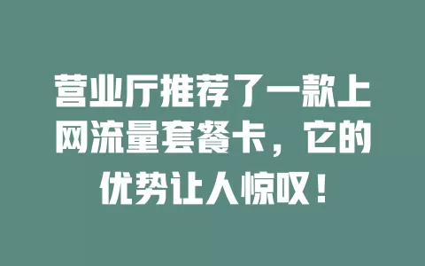 营业厅推荐了一款上网流量套餐卡，它的优势让人惊叹！