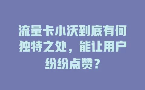 流量卡小沃到底有何独特之处，能让用户纷纷点赞？