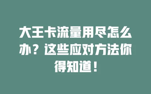 大王卡流量用尽怎么办？这些应对方法你得知道！