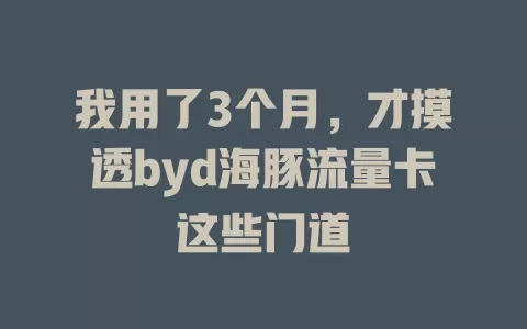 我用了3个月，才摸透byd海豚流量卡这些门道