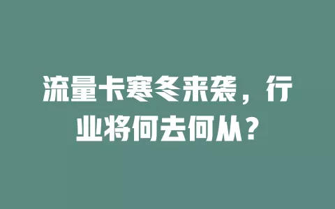 流量卡寒冬来袭，行业将何去何从？