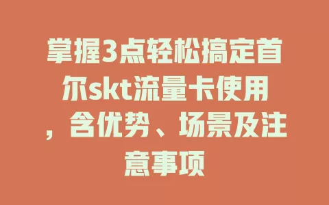 掌握3点轻松搞定首尔skt流量卡使用，含优势、场景及注意事项