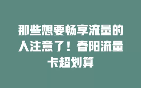 那些想要畅享流量的人注意了！春阳流量卡超划算