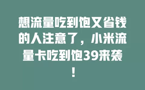 想流量吃到饱又省钱的人注意了，小米流量卡吃到饱39来袭！