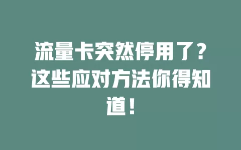 流量卡突然停用了？这些应对方法你得知道！