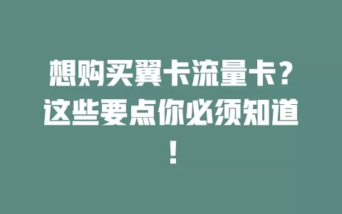 想购买翼卡流量卡？这些要点你必须知道！