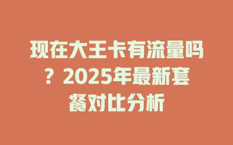 现在大王卡有流量吗？2025年最新套餐对比分析