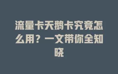 流量卡天鹅卡究竟怎么用？一文带你全知晓
