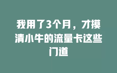 我用了3个月，才摸清小牛的流量卡这些门道