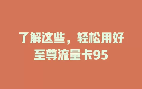 了解这些，轻松用好至尊流量卡95