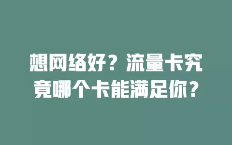 想网络好？流量卡究竟哪个卡能满足你？