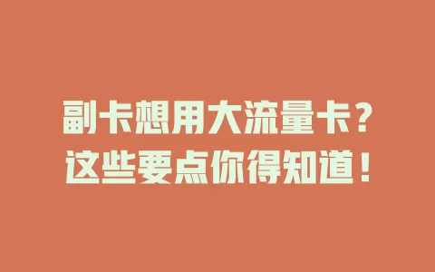 副卡想用大流量卡？这些要点你得知道！