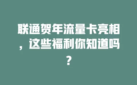联通贺年流量卡亮相，这些福利你知道吗？