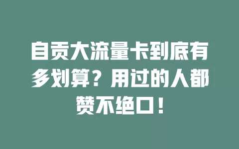 自贡大流量卡到底有多划算？用过的人都赞不绝口！