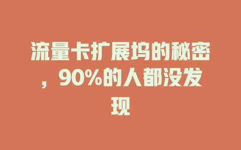 流量卡扩展坞的秘密，90%的人都没发现