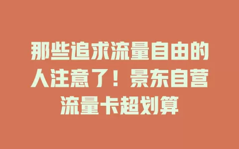 那些追求流量自由的人注意了！景东自营流量卡超划算