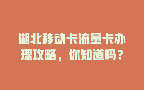 湖北移动卡流量卡办理攻略，你知道吗？