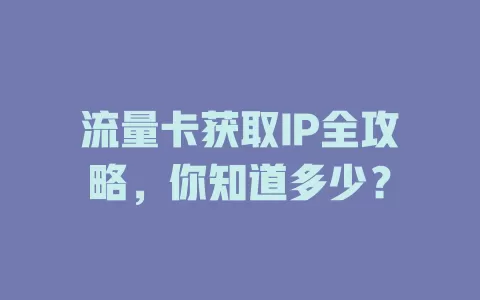 流量卡获取IP全攻略，你知道多少？
