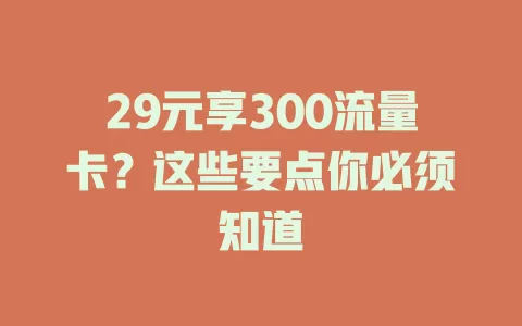 29元享300流量卡？这些要点你必须知道