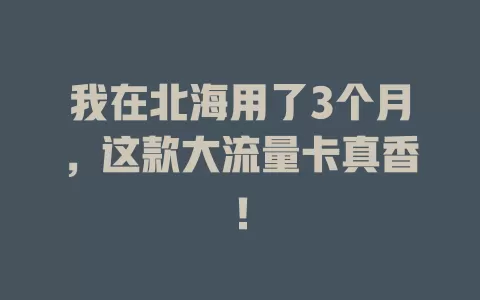 我在北海用了3个月，这款大流量卡真香！