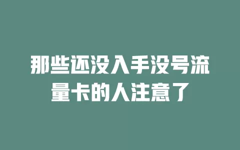 那些还没入手没号流量卡的人注意了
