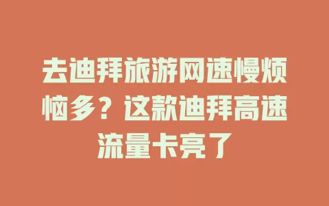 去迪拜旅游网速慢烦恼多？这款迪拜高速流量卡亮了