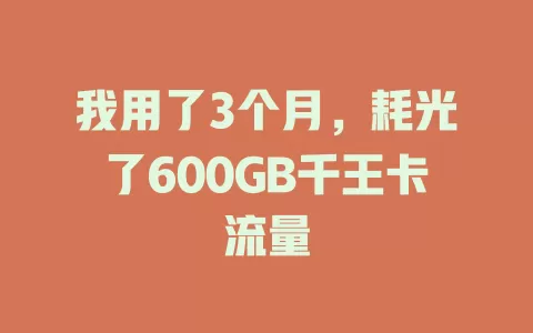 我用了3个月，耗光了600GB千王卡流量
