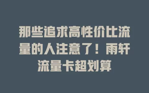 那些追求高性价比流量的人注意了！雨轩流量卡超划算