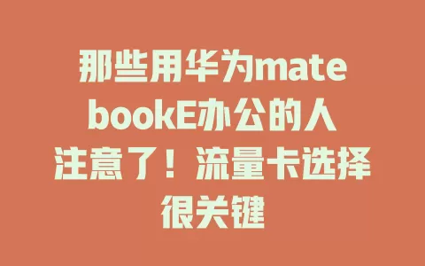 那些用华为matebookE办公的人注意了！流量卡选择很关键