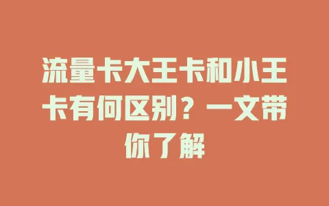 流量卡大王卡和小王卡有何区别？一文带你了解