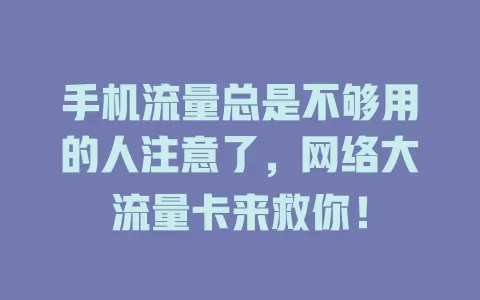 手机流量总是不够用的人注意了，网络大流量卡来救你！