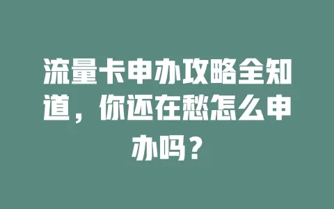 流量卡申办攻略全知道，你还在愁怎么申办吗？