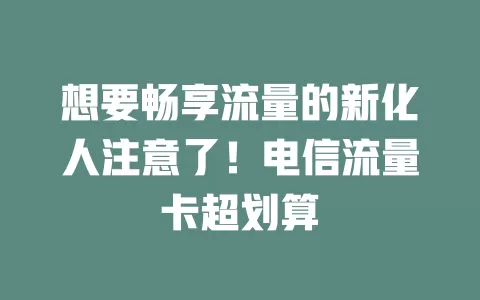 想要畅享流量的新化人注意了！电信流量卡超划算