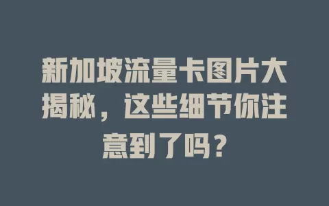 新加坡流量卡图片大揭秘，这些细节你注意到了吗？