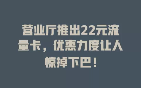 营业厅推出22元流量卡，优惠力度让人惊掉下巴！