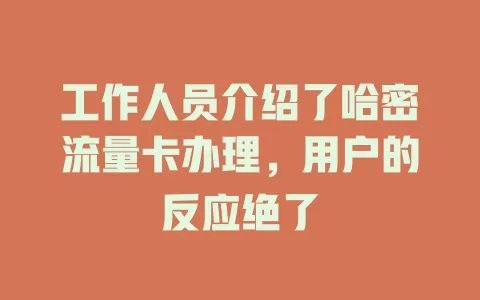 工作人员介绍了哈密流量卡办理，用户的反应绝了