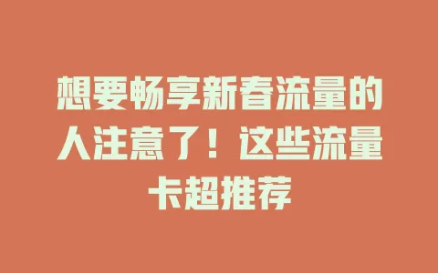 想要畅享新春流量的人注意了！这些流量卡超推荐