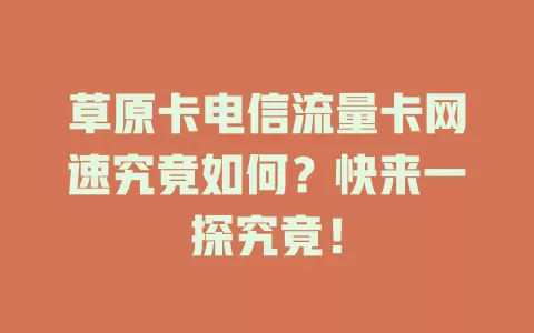 草原卡电信流量卡网速究竟如何？快来一探究竟！