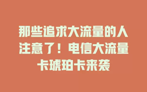 那些追求大流量的人注意了！电信大流量卡琥珀卡来袭